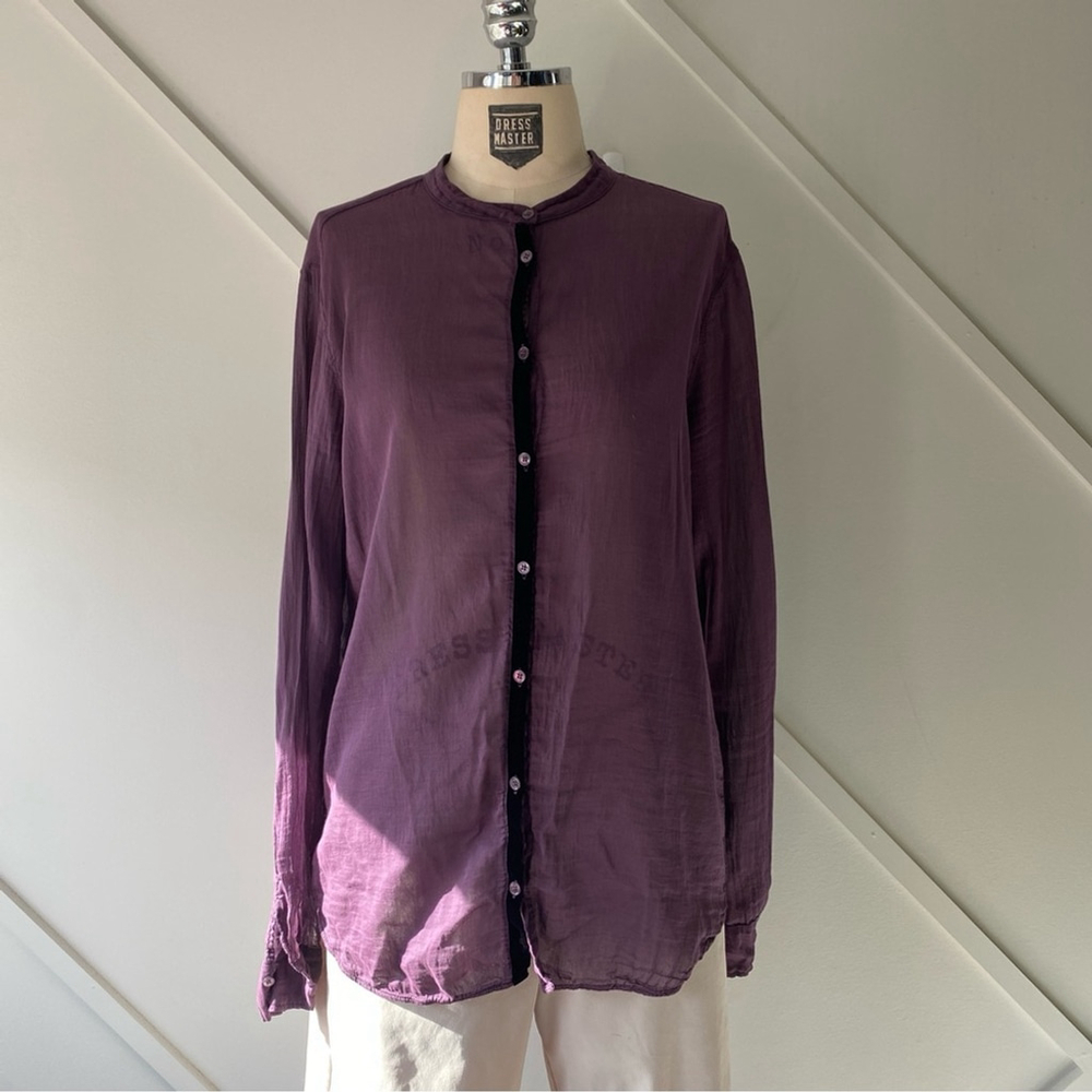 Forte_Forte Silk Cotton Button Down Blouse Purple Size 2 (M)| Italian Lux